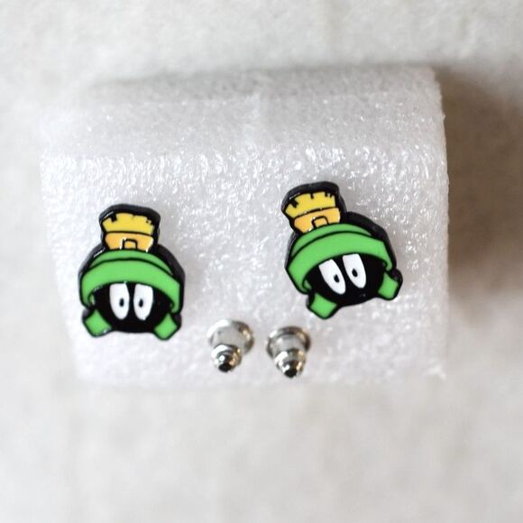New Cartoon Cute Marvin The Martian Fun Funky Post Unisex Earrings - Picture 1 of 2